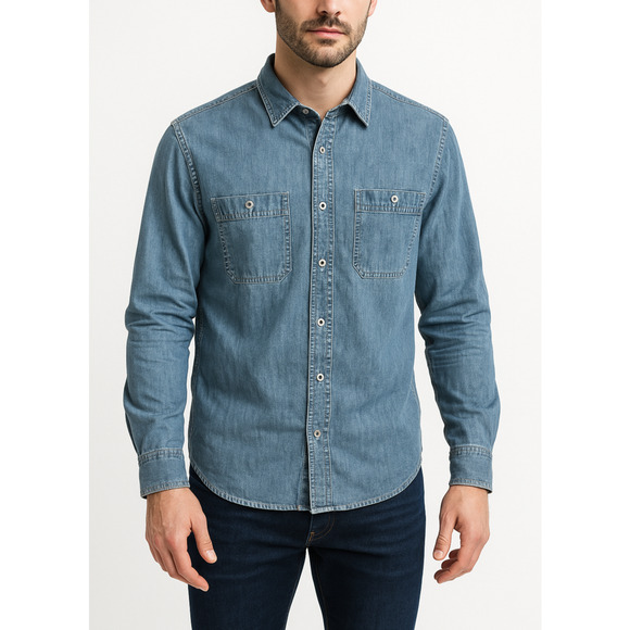 L.L. Bean Other - L.L. Bean Button Down Denim Pocket Shirt Long Sleeve Cotton Top Men's Size M